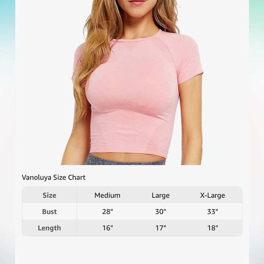 NWOT Vanoluya - Pink Crop Top Seamless Short Sleeve Top - Picture 9 of 14